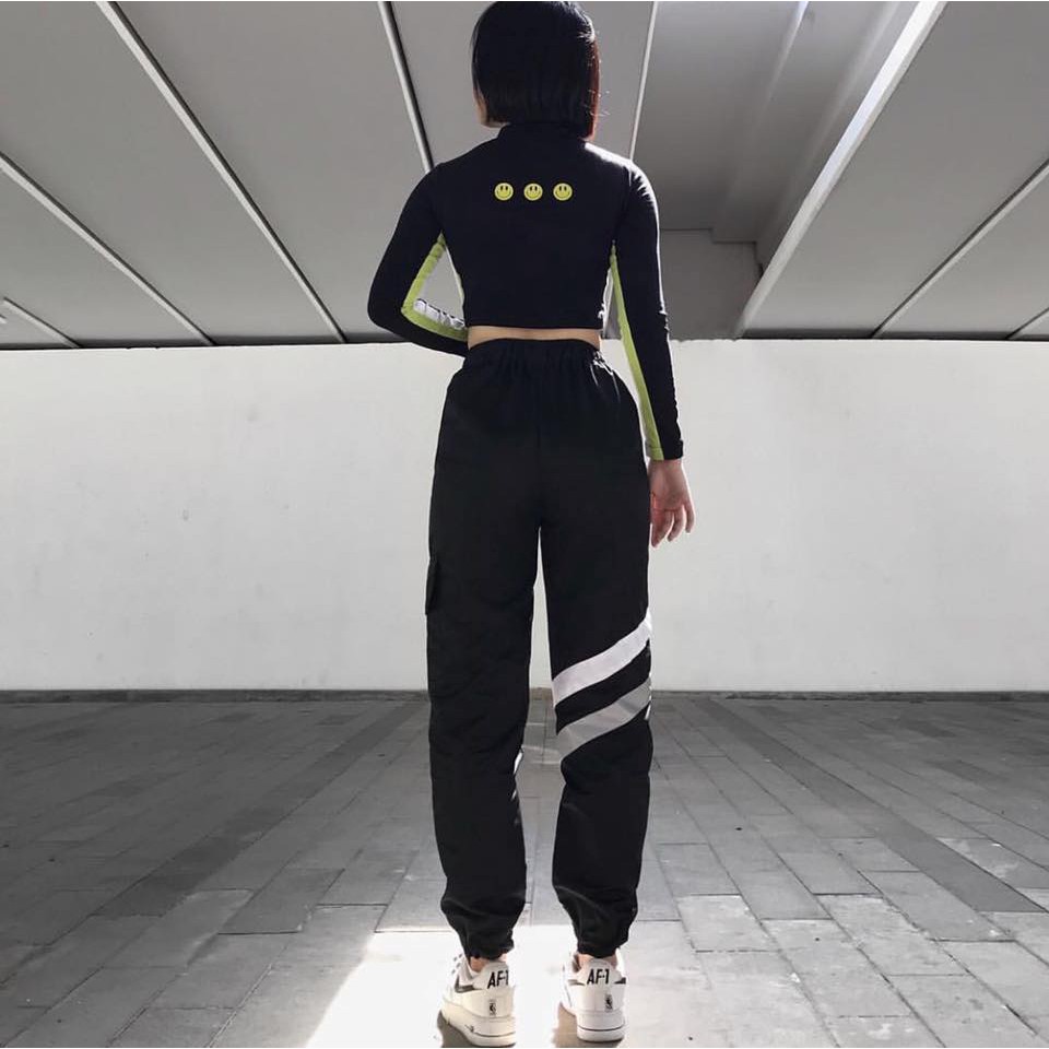 QUẦN 2 SỌC CHÉO PHẢN QUANG FROM RỘNG KIỂU DÁNG UNISEX (Gin Store)