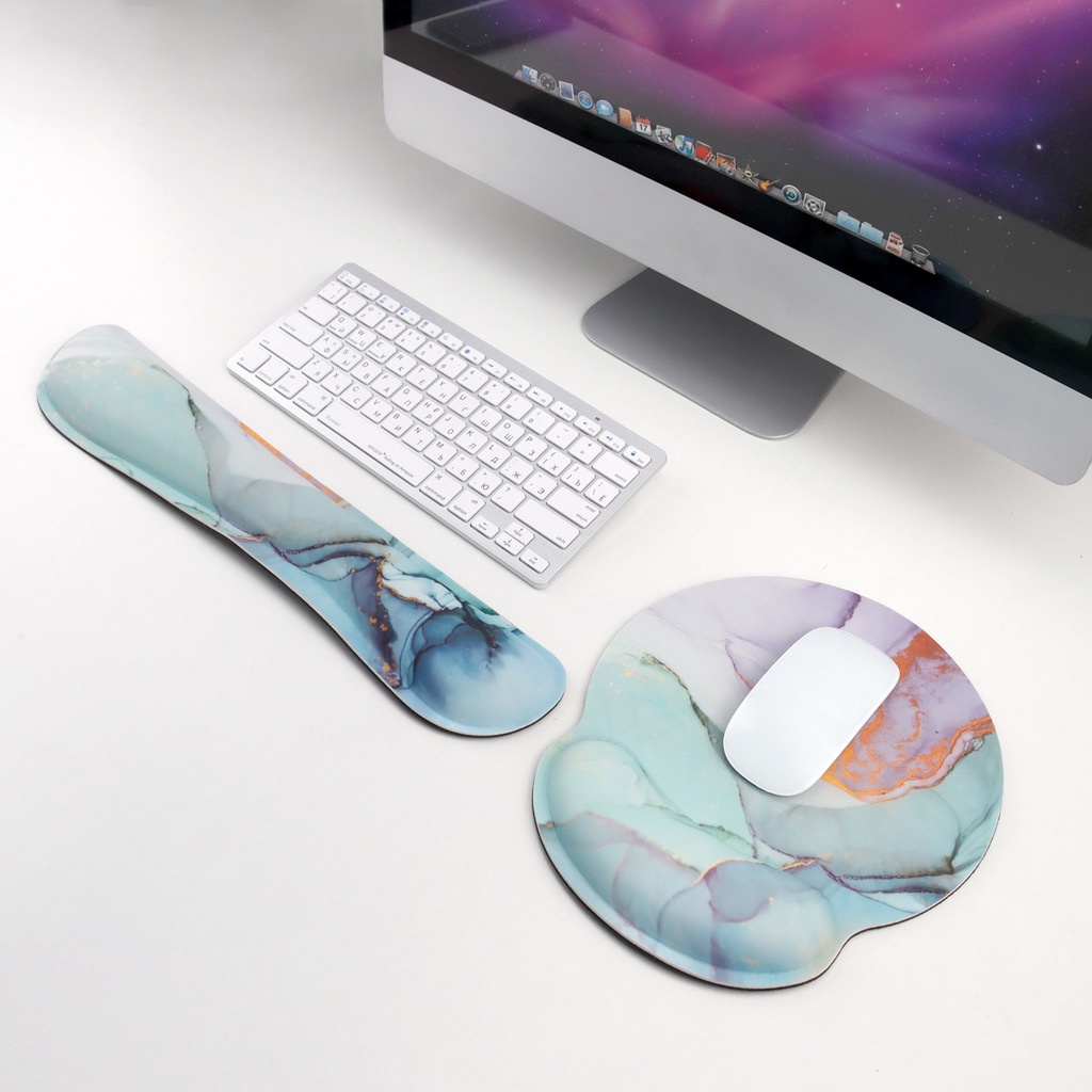 Bộ Đệm Lót Chuột Và Đệm Cổ Tay Bằng Memory Foam Mềm Mại Thoải Mái Chống Trượt Giảm Đau Hỗ Trợ Bàn Phím Máy Tính / Laptop