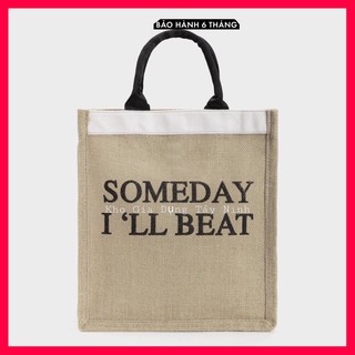 Túi cói SOMEDAY đi du lịch sang chảnh có khóa bấm