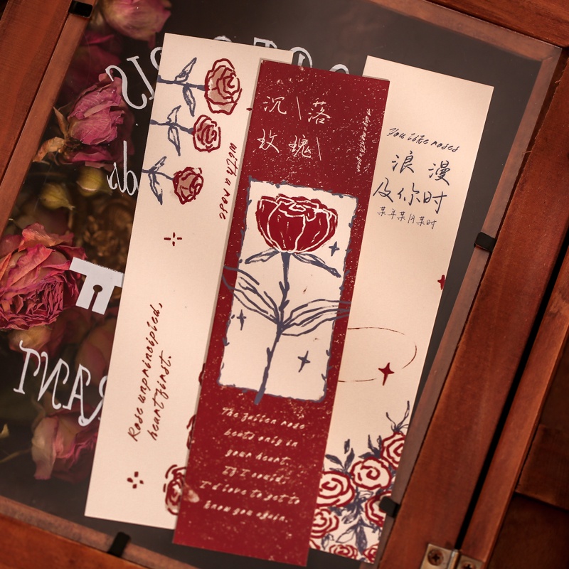 Set 30 Thẻ Đánh Dấu Trang Sách Hình Hoa Hồng 4 Kiểu Thiết Kế Sáng Tạo