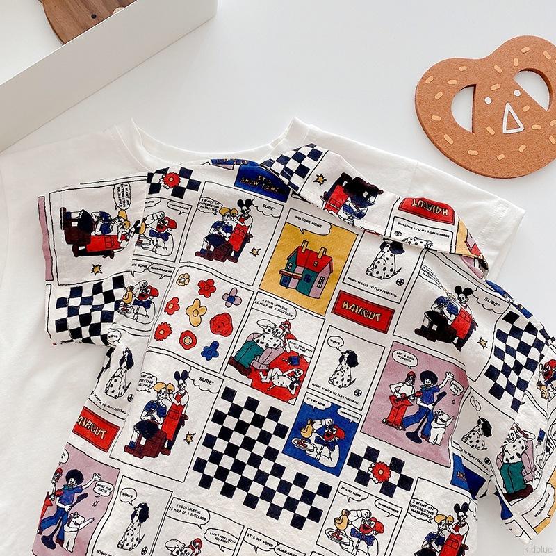 Áo sơ mi ngắn tay in họa tiết thời trang cho bé trai