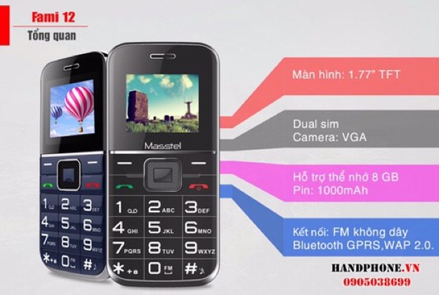 Điện thoại Masstel Fami 12 - hàng chính hãng | BigBuy360 - bigbuy360.vn