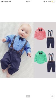 Set áo sơ mi quần yếm cho bé trai
