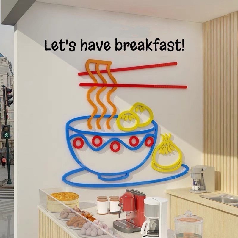 Tranh mica 3d dán tường các mẫu tranh welcome quán ăn nhanh, trang trí quán ăn, quán phở, fastfood