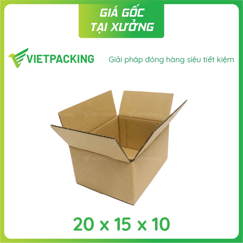 [Sản phẩm bán chạy] 50 hộp carton size 20x15x10 giấy cứng, 2 mặt nâu, hộp đẹp vuông vức