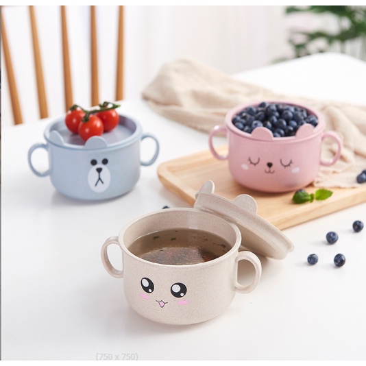 Bát úp mỳ tôm bát lúa mạch  BUM2 ăn cơm tiện dụng dễ thương