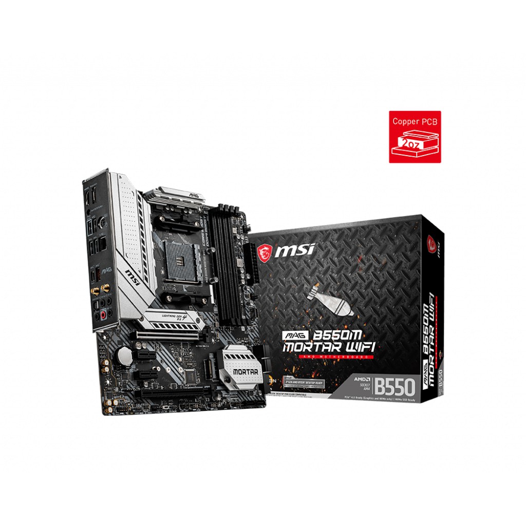 Bo mạch chủ Mainboard MSI MAG B550M MORTAR WIFI AMD B550, Socket AM4,m-ATX, 4 khe RAM DDR4