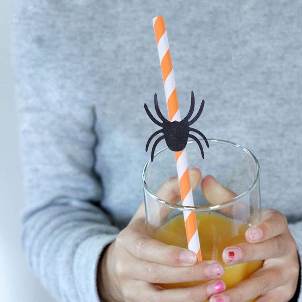 Ống Hút Giấy Họa Tiết Nhện Và Nhện Dùng Một Lần Trang Trí Tiệc Halloween
