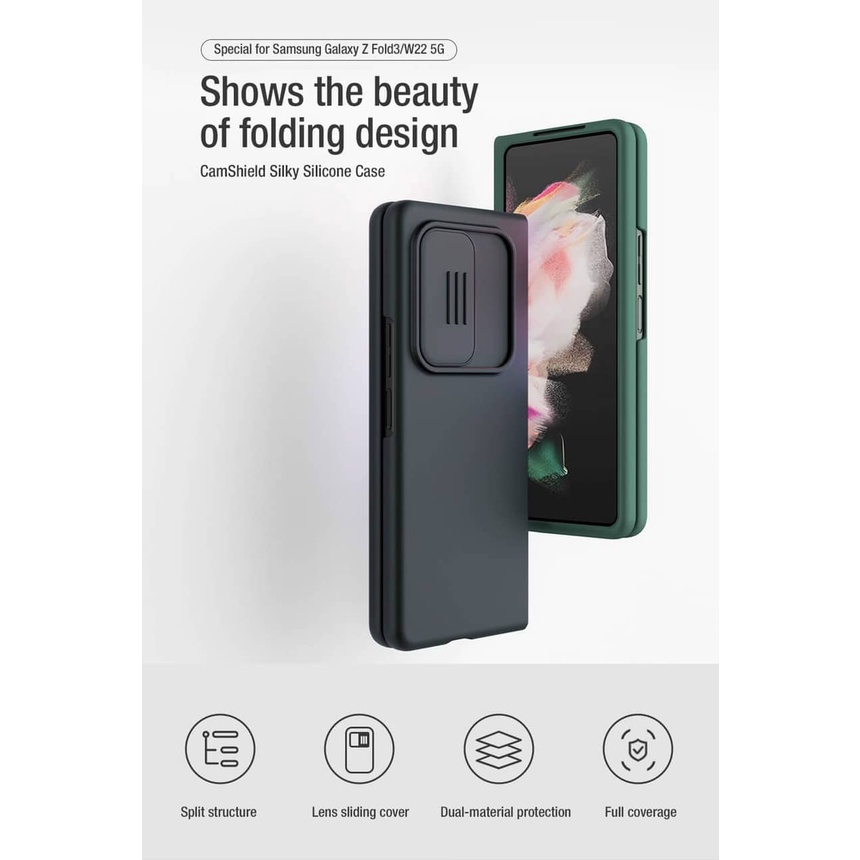 ỐP LƯNG SAMSUNG GALAXY Z FOLD 3 5G NILLKIN CAMSHIELD SILKY SILICON BẢO VỆ CAMERA CHÍNH HÃNG