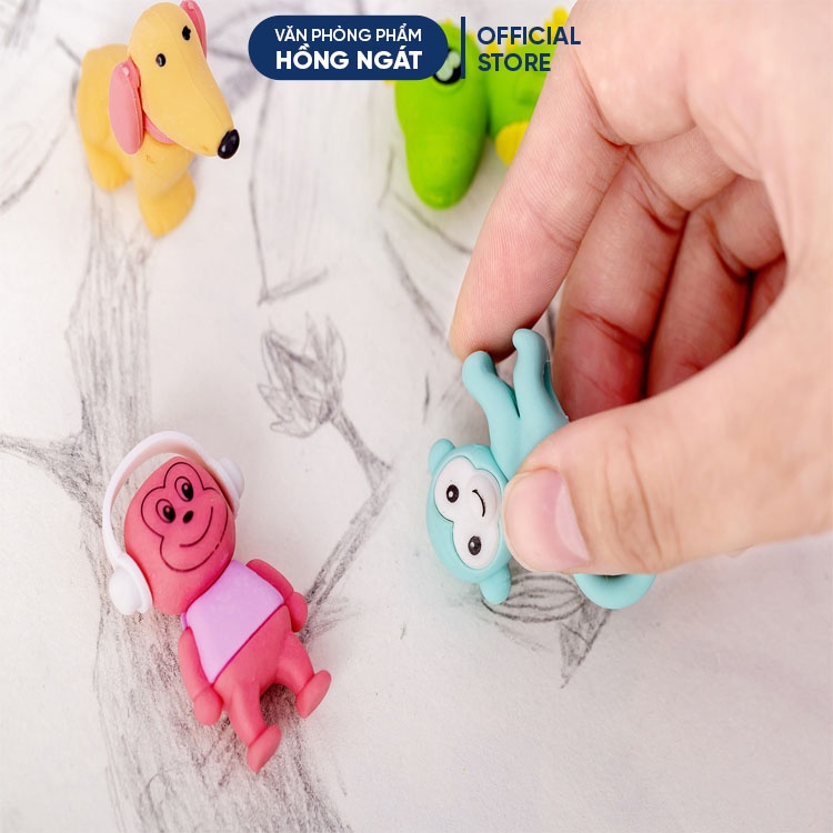 Tẩy bút chì khỉ đuôi dài, đồ dùng học tập dễ thương gôm tẩy cute giá rẻ làm quà tặng học sinh văn phòng phẩm T39