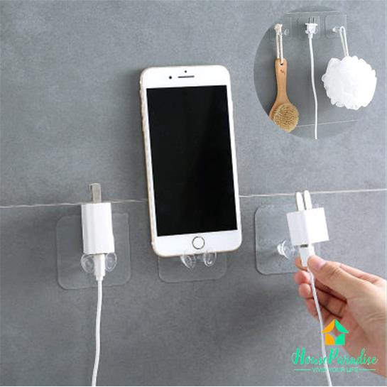 Móc dán tường treo phích cắm điện trong suốt