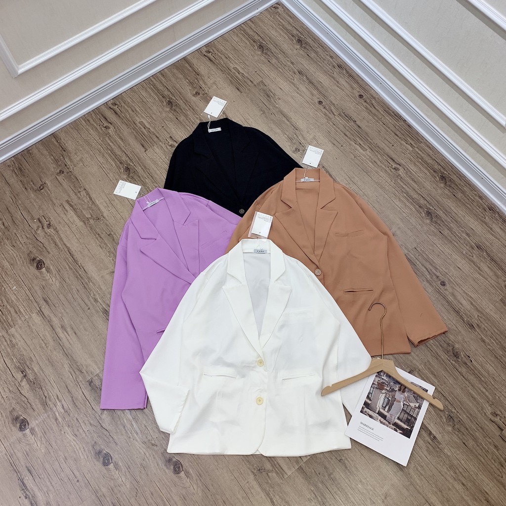Áo khoác blazer dáng suông 2 khuy kèm túi nắp cực xinh