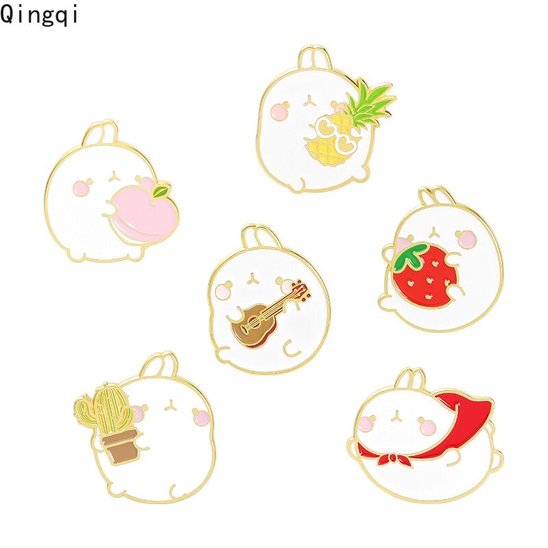 Ghim cài áo Miss Zoe hình thỏ trắng hoạt hình đáng yêu