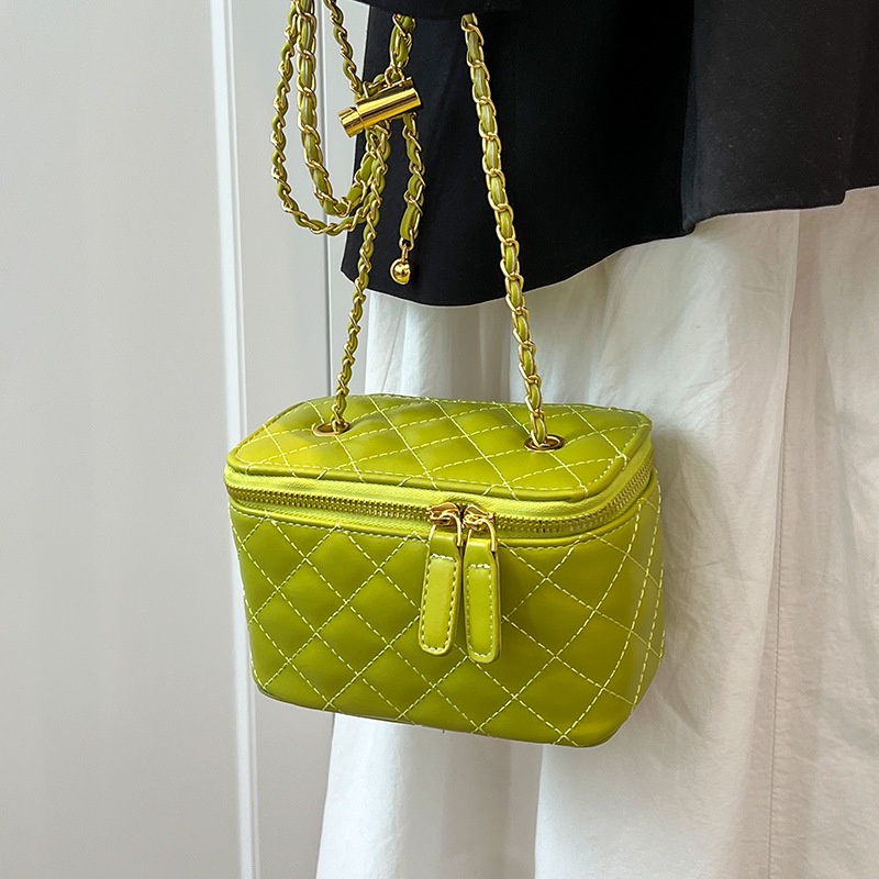 Túi đeo vai IELGY hình vuông cỡ nhỏ họa tiết hình thoi phối dây xích thời trang dành cho nữ