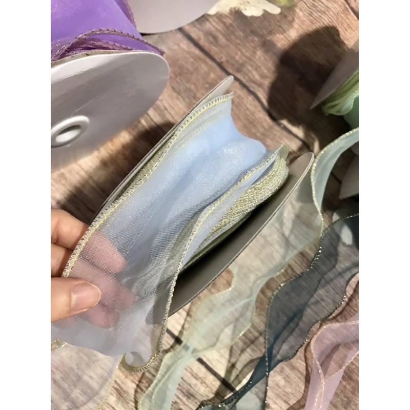 3m ruy băng voan bèo viền kim tuyến rộng 5.5cm đến 6cm