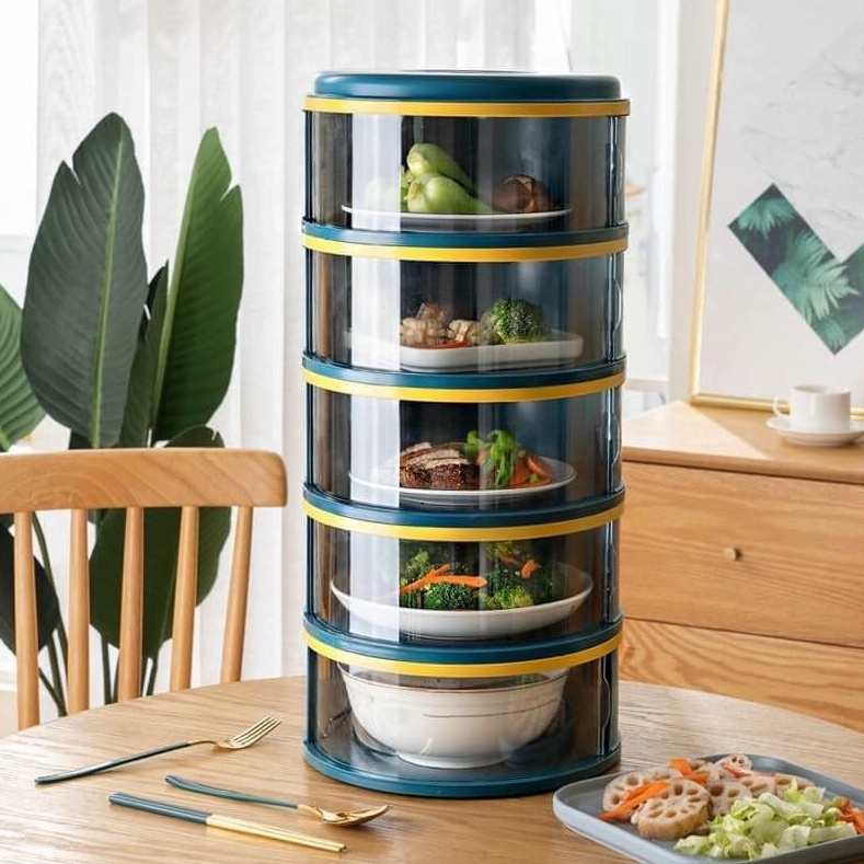 Lồng Bàn 5 Tầng / Kệ Đựng Thức Ăn Giữ Nhiệt Chống Bụi / Chống Côn Trùng Đa Năng Siêu Tiện Dụng / lồng bàn doron