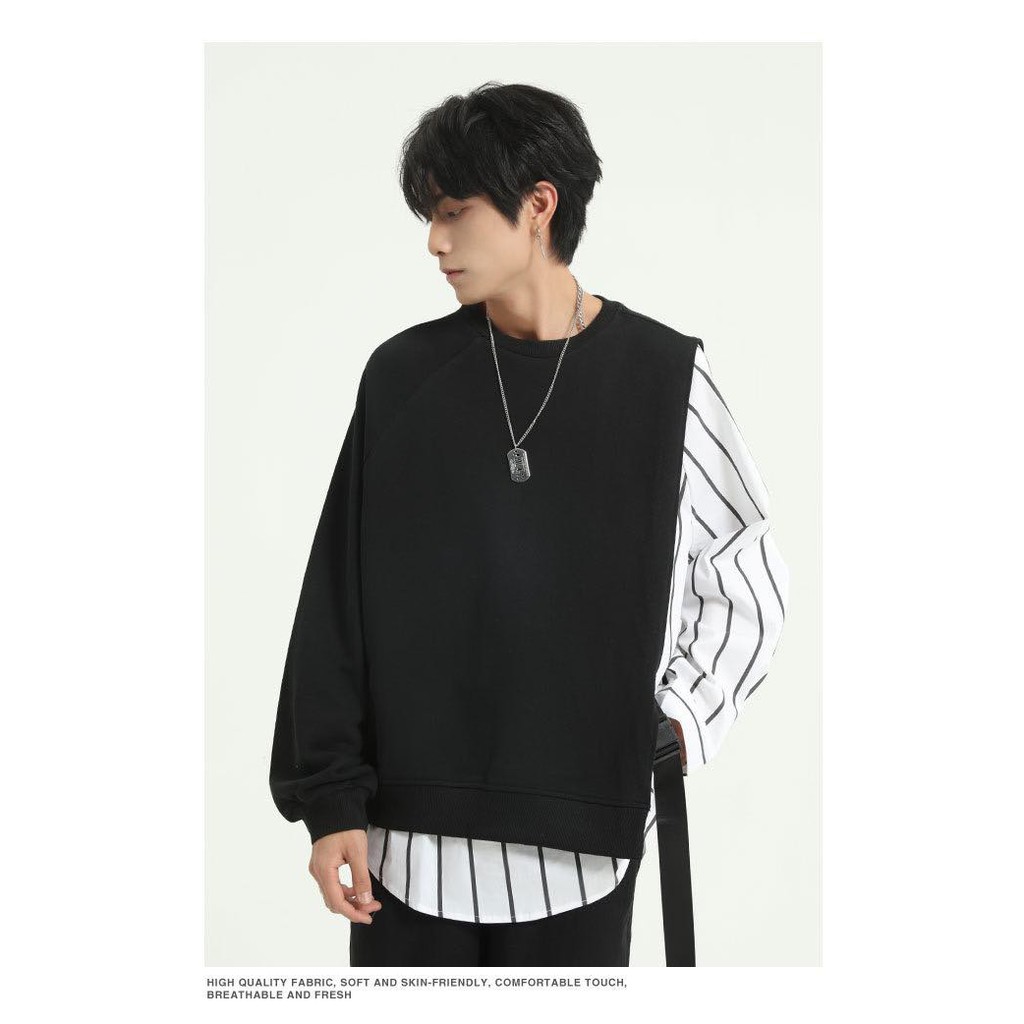 ÁO SƠ MI PHỐI THUN TAY DÀI THỜI TRANG MR SMILE 99 SHOP UNISEX | BigBuy360 - bigbuy360.vn