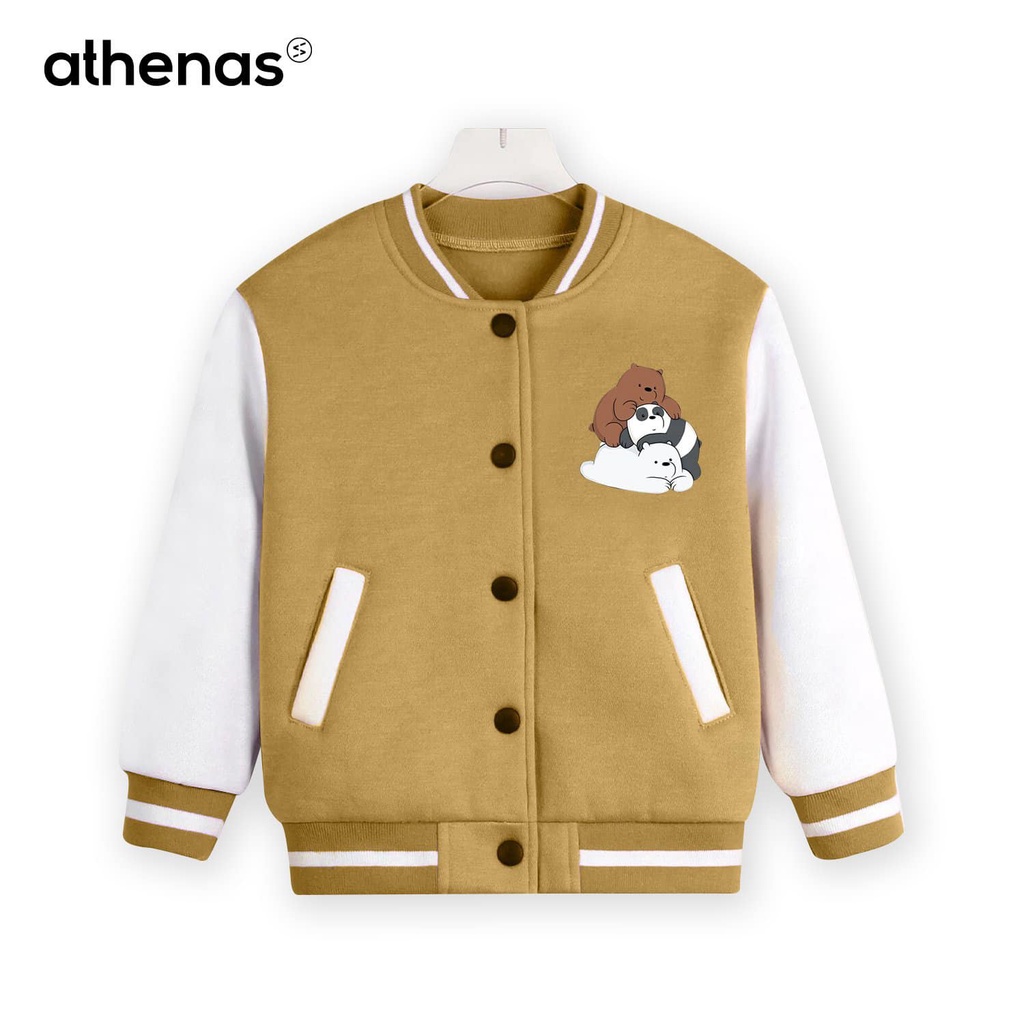 Áo Varsity Jacket - Áo Khoác Bomber Cardigan 4 Màu ThreeBear phối bo Siêu Hot ( có form siêu rộng 3XL )