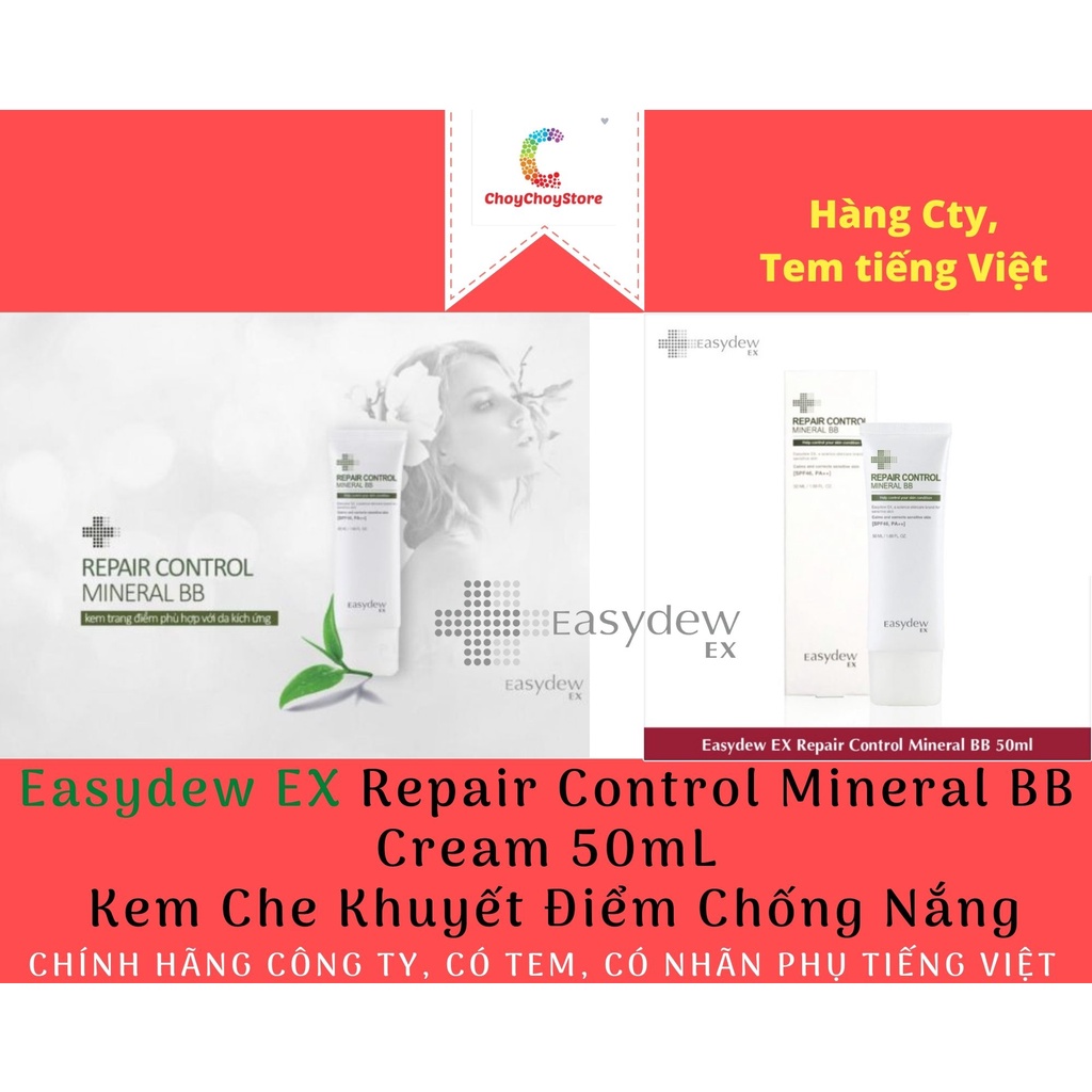 [TEM CTY] EASYDEW EX Repair Control Mineral BB SPF46-  Kem chống nắng EGF che khuyết điểm cho da mụn, lăn kim, laser