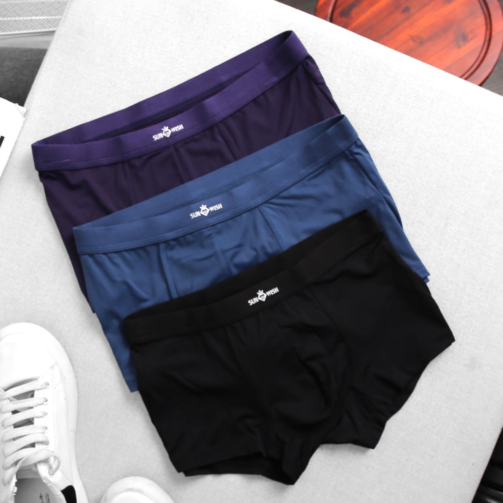 Quần lót nam boxer thun lạnh sịp đùi tam giác cao cấp thông hơi BIGSIZE SUNWISH sexy xuất khẩu combo 3 quần