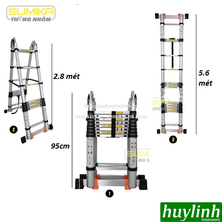 Thang nhôm rút đôi chữ A Sumika SK560D New - 5.6 mét