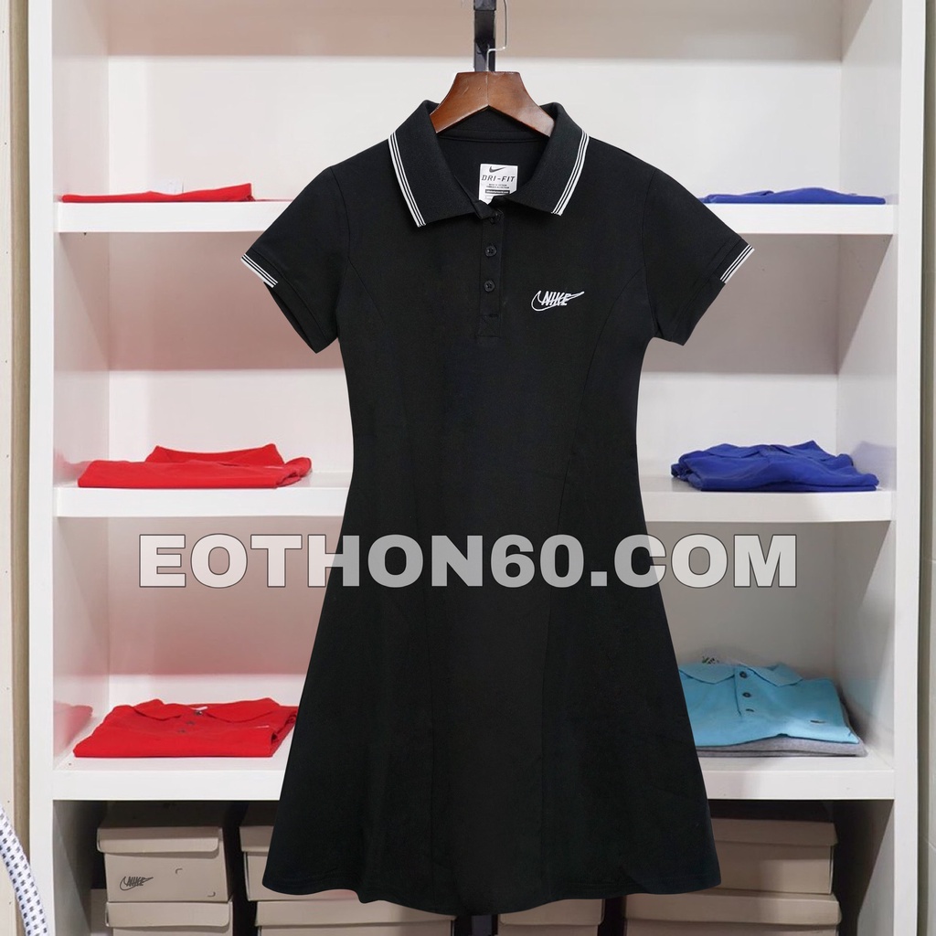 Váy polo cao cấp dáng chữ A phong cách thể thao tay ngắn, váy liền thêu logo Nai