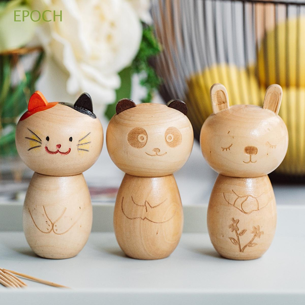 Hộp gỗ tự nhiên đựng tăm xỉa răng hình mèo/ gấu/ panda độc đáo