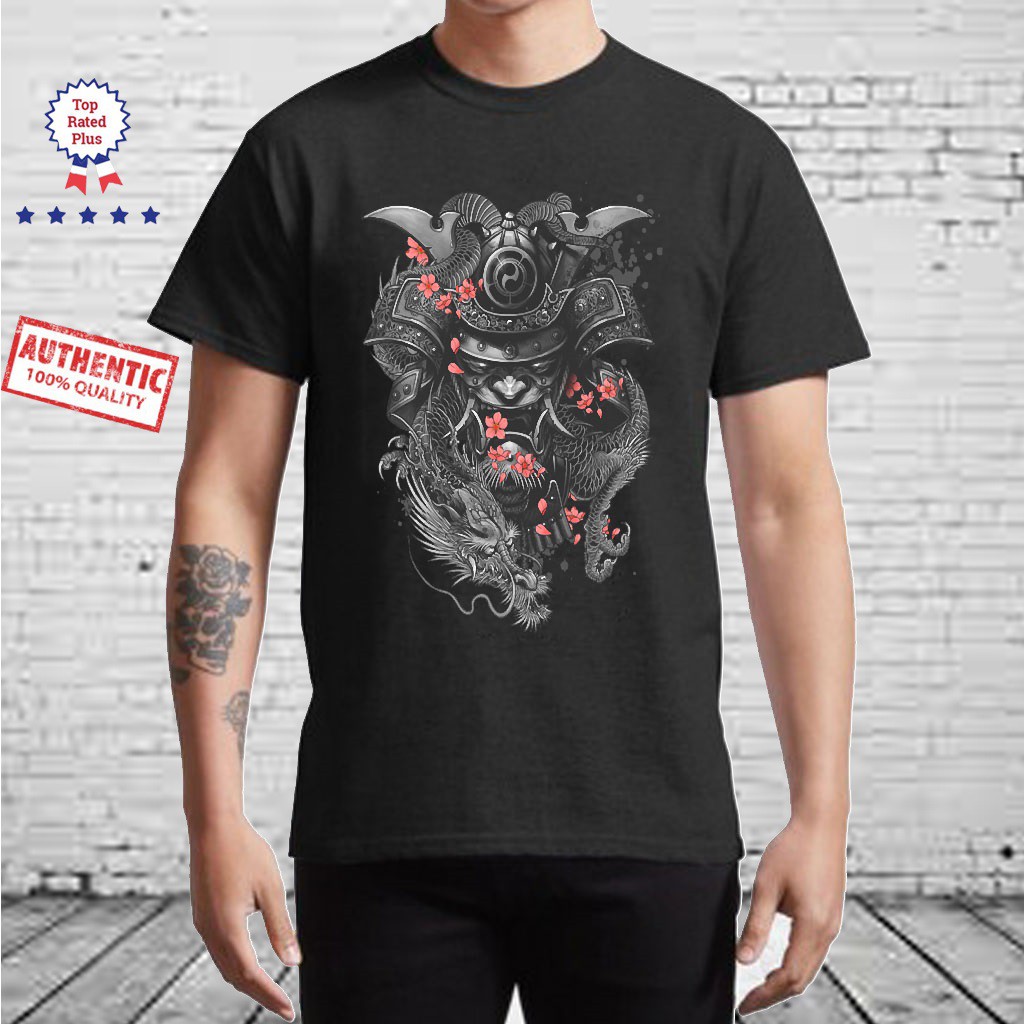 Áo phông nam oai phong áo in hình rồng uốn quanh mặt quỷ chất cotton thấm hút mồ hôi hình in sắc nét DTL20210029
