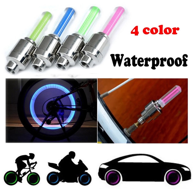 Set 2 Đèn Led Gắn Bánh Xe Đạp / Xe Máy / Xe Hơi Cảnh Báo An Toàn