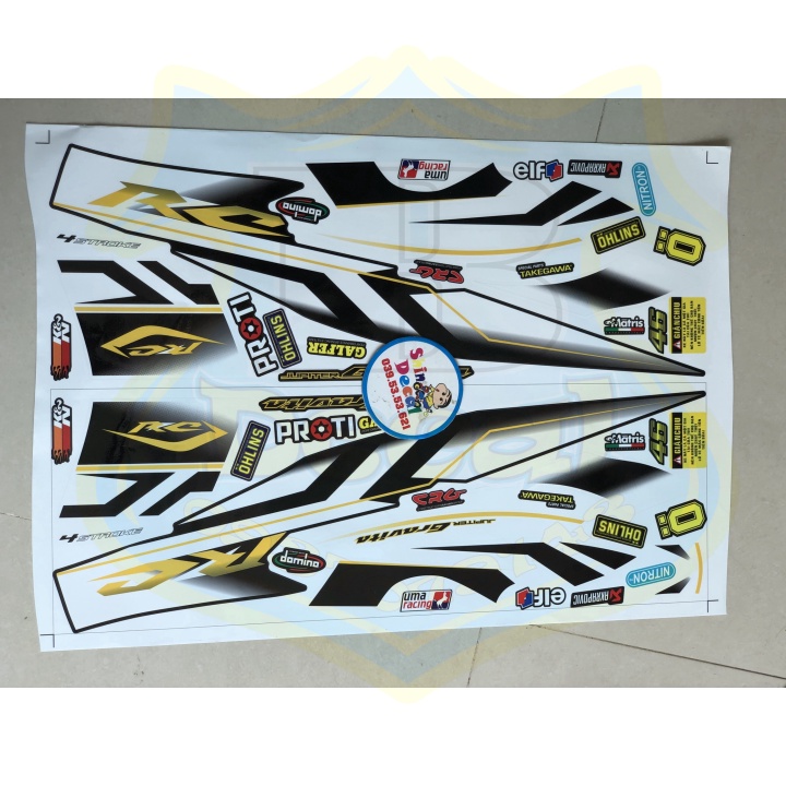 ( Quí khách vui lòng mang ra tiệm cho thợ dán ) Tem rời jupiter rc gravitar trắng đen