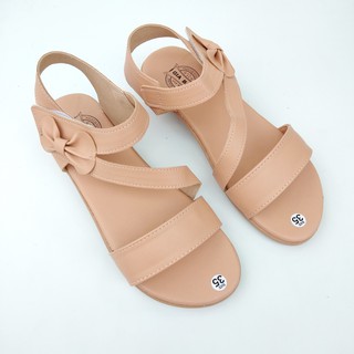 Sandal đế xuồng 3p quai dán đính nơ hàng cao cấp - hình thật