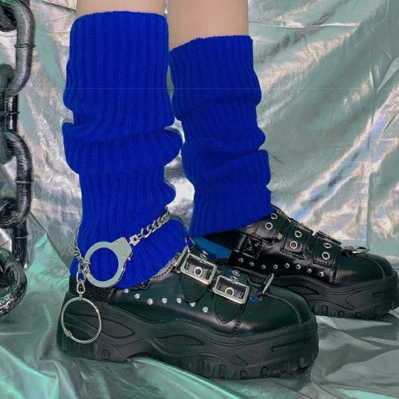 Vớ len cổ cao màu dạ quang phong cách punk thập niên 80