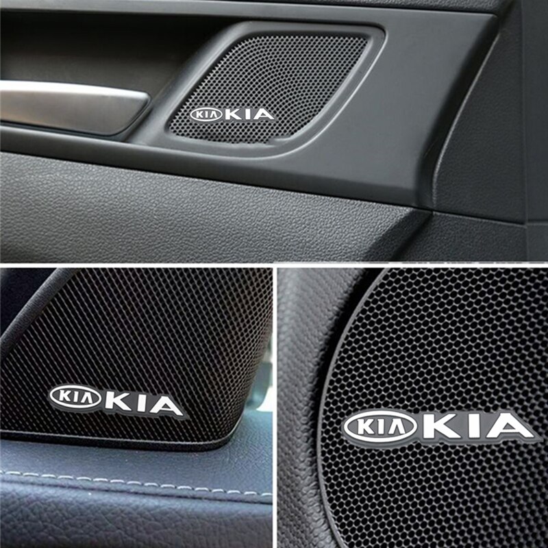 Set 4 miếng dán 3D bằng nhôm trang trí loa Kia Sportage Rio Picanto Forte 12-20 2021