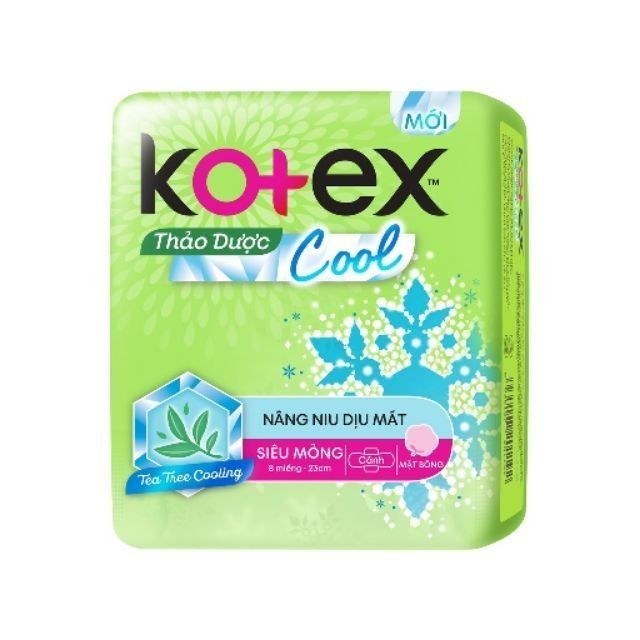Lốc 8 gói băng vệ sinh Kotex Thảo dược cool - gói 8 miếng