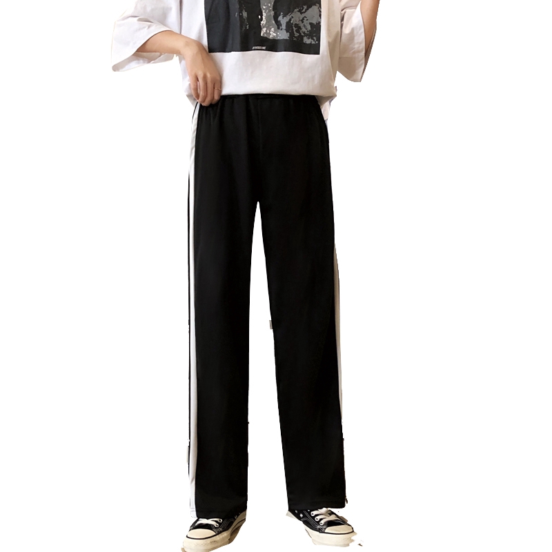 SUXI Quần Dài Nữ Ống Rộng Kẻ Sọc Thời Trang Hàn Quốc