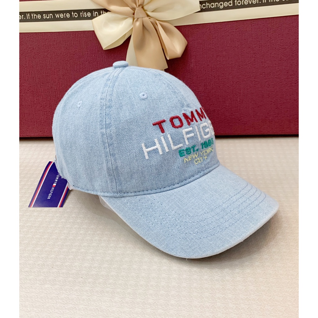 nón kết Tommy hilfiger chữ đỏ jean ,thời trang nam và nữ , mũ lưỡi trai denim