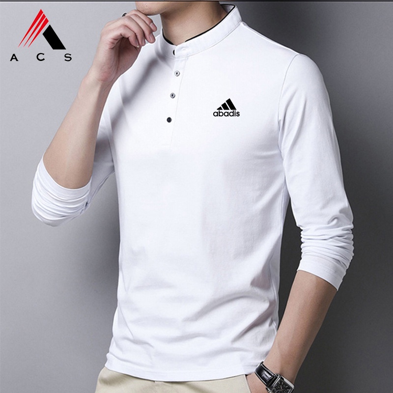 Áo Thun Polo Thời Trang Mới Nam Cổ Áo Bóng Chày Cotton Dài Tay Áo Thun Thể Thao Giản Dị Hàng Đầu
