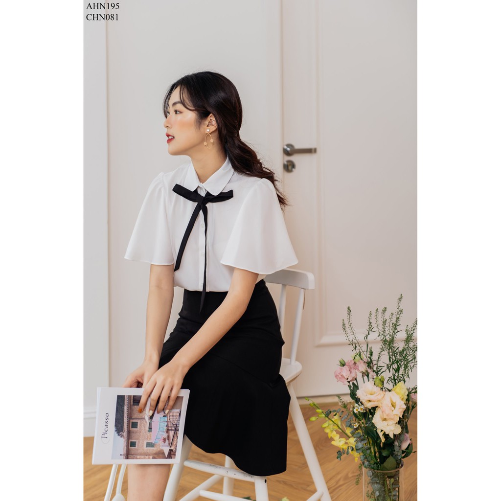 [Mã WASKT304 giảm 15% tối đa 30K đơn 99K] TIIN STORE Sơ mi cổ đức ve tròn cánh tiên nơ cổ by Tiin