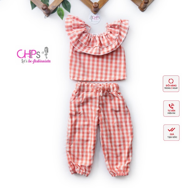 Sét Quần Bom Áo Trễ vai Tiểu Thư Xinh xắn Cho Bé Gái