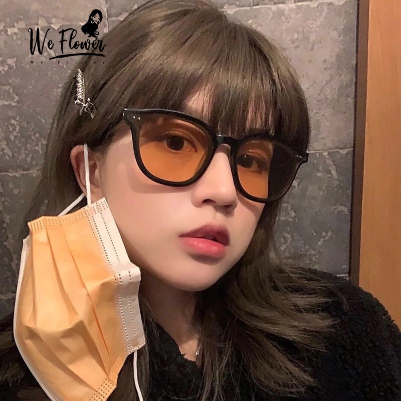 We Flower Retro Unisex Thấu kính màu nâu chống tia UV400 Kính râm cho phụ nữ nam giới mát mẻ kính râm kính ngoài trời kính râm