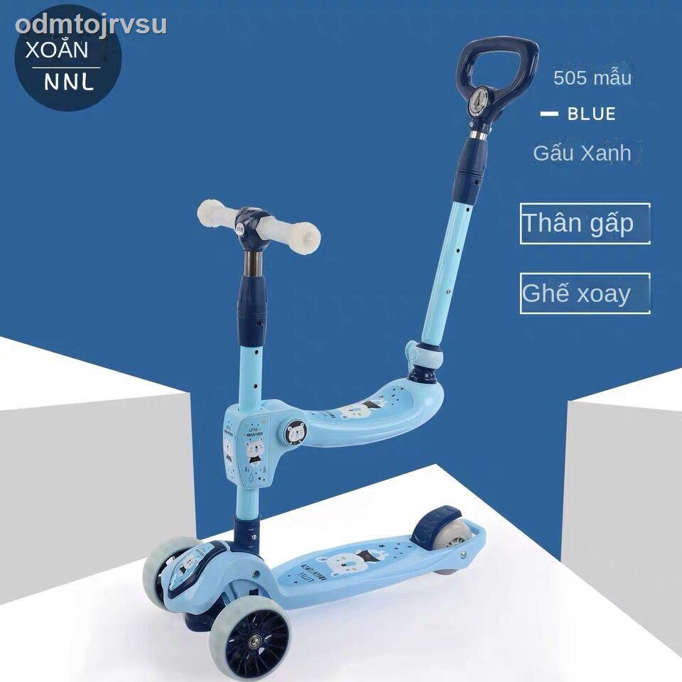 Xe trượt Scooter trẻ em có ghế ngồi, đa năng 2-8 tuổi thể đi xe, đẩy bàn đạp cho bé trai và gái, ba trong