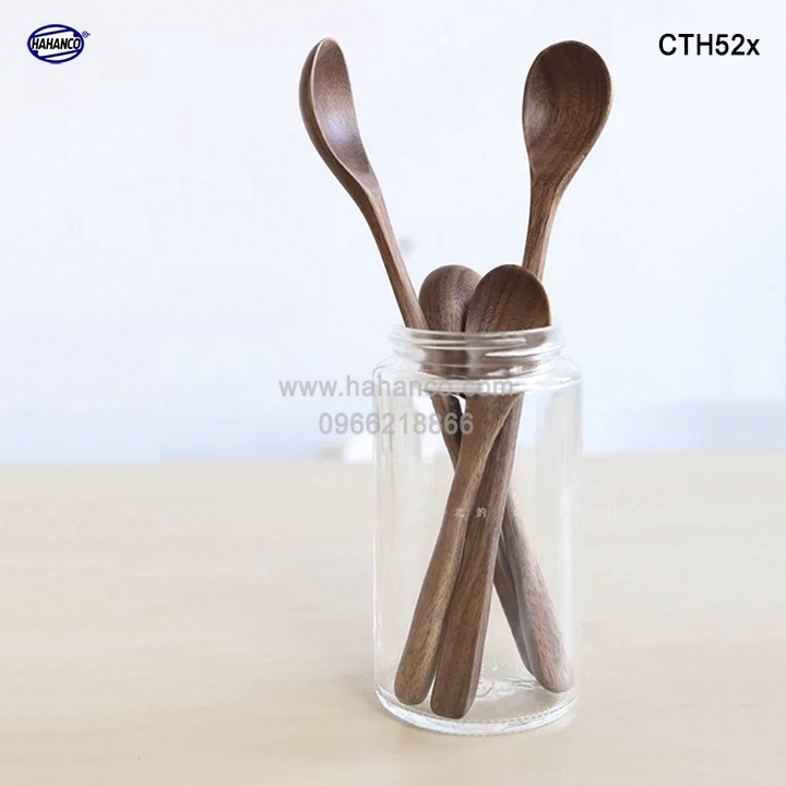 Muỗng/Thìa gỗ Óc Chó nhỏ chuôi / cán dài - thìa cafe/ sinh tố - CTH526 - HAHANCO