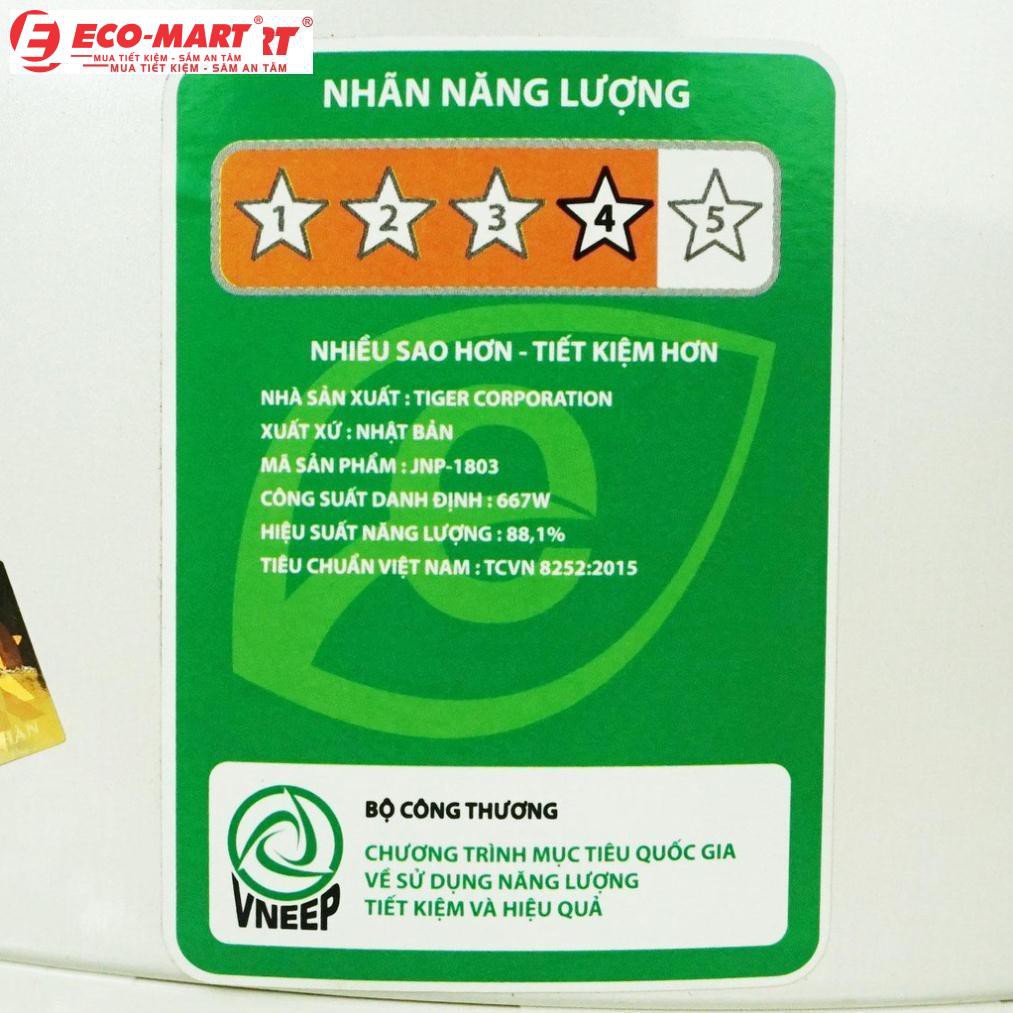 Nồi cơm điện Tiger JNP-1803 1.8 lít Nhật Bản