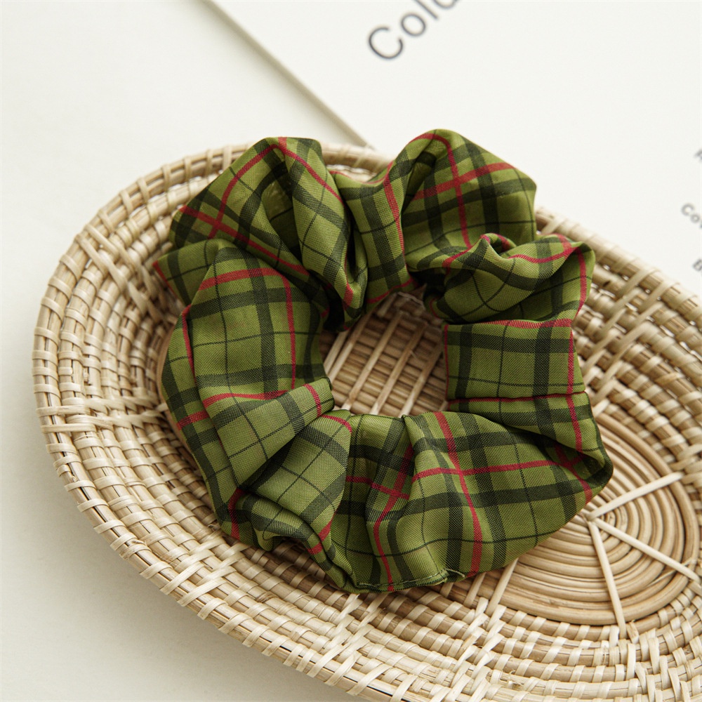 Dây Cột Tóc Vải Sợi Sọc Ca Rô Thiết Kế Mới Dễ Phối Đồ Dành Cho Bạn Gái