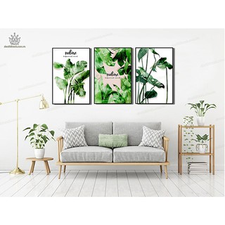 Tranh Treo Tường Canvas bộ 3 bức tranh Lá Cây Rừng