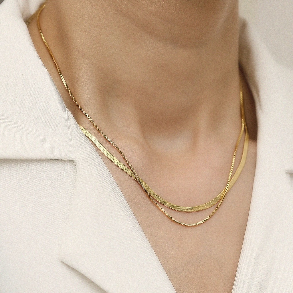 Vòng cổ Hai Lớp Hình Xương Rắn Sang Trọng