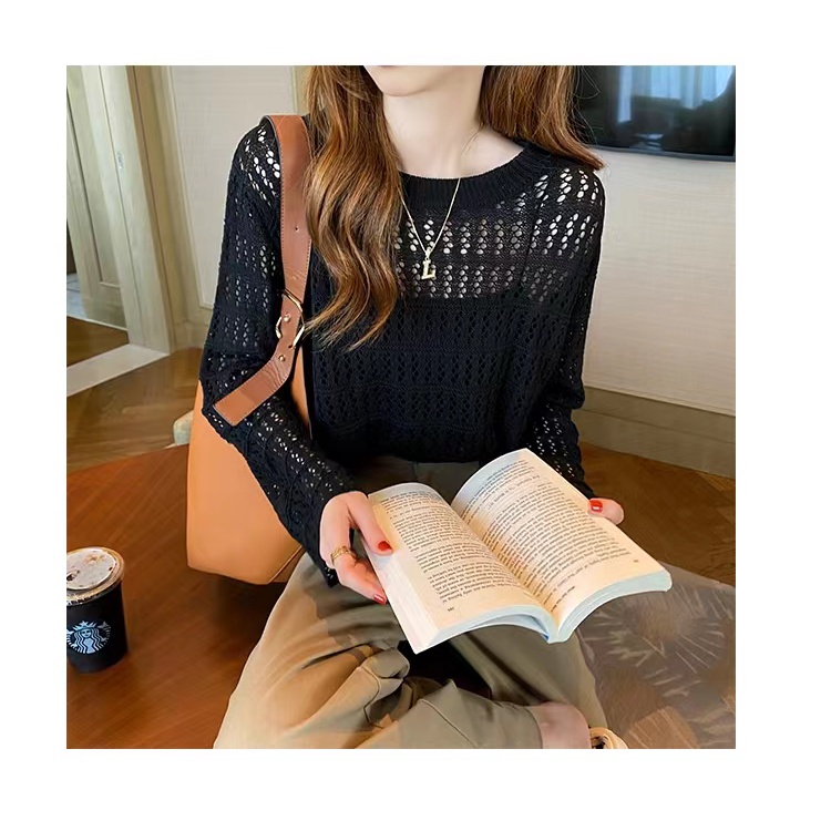 Áo Len Đan Tay Dài Cổ Tròn Thời Trang Mùa Hè Mới Dành Cho Nữ