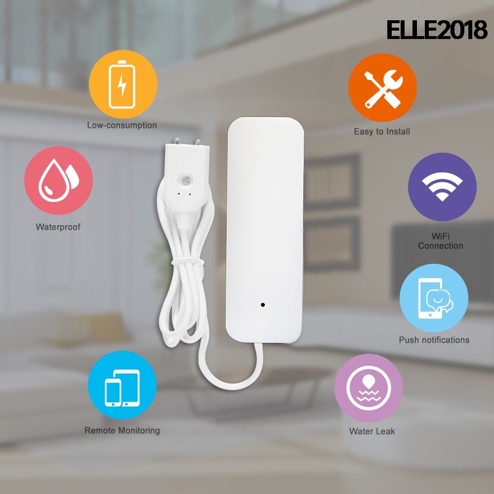 COD Tuya Wifi Ngâm Nước Detector Mực Nước Báo Động Hộ Gia Đình Dò Mức Nước-ELLE
