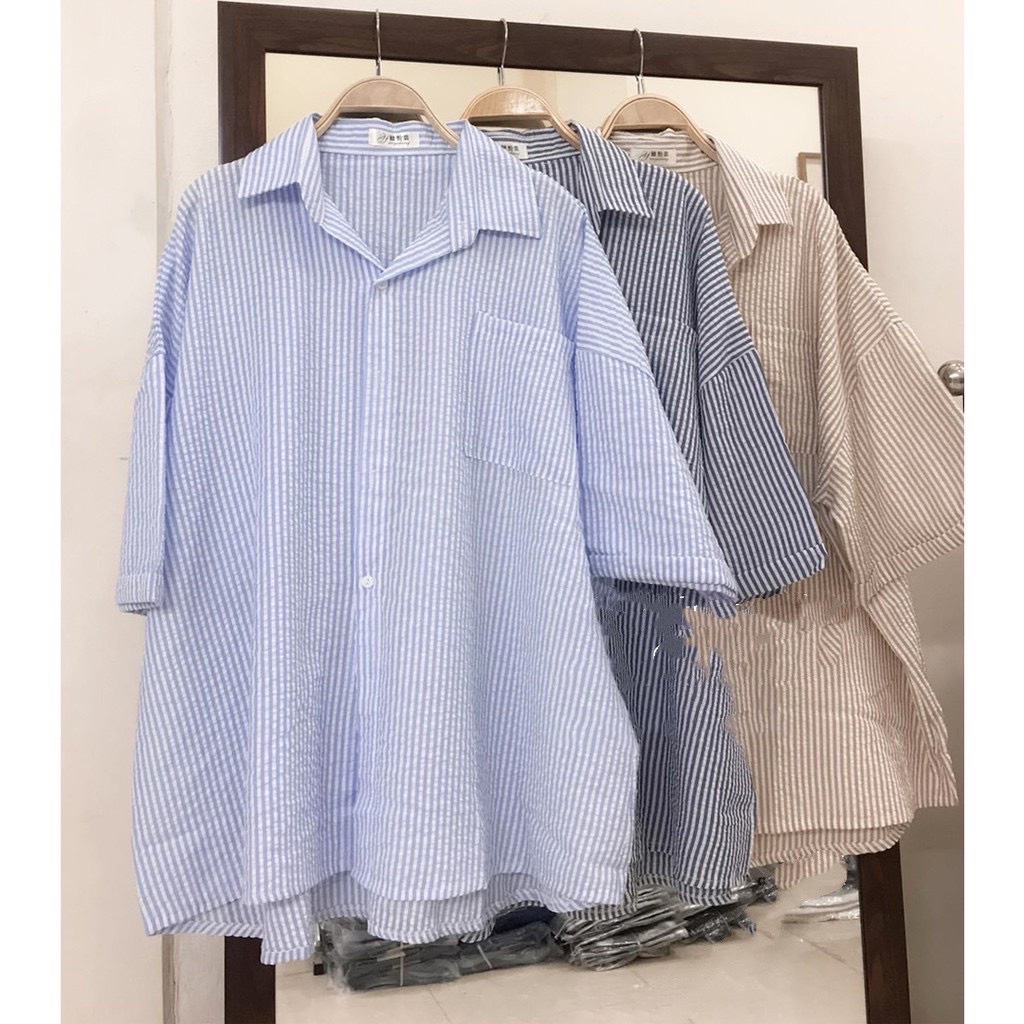 Áo sơ mi nữ,áo sơ mi học sinh,áo sơ mi kẻ họa tiết kẻ sọc phong cách hàn quốc dáng rộng ullzang SA123 HOASUMO