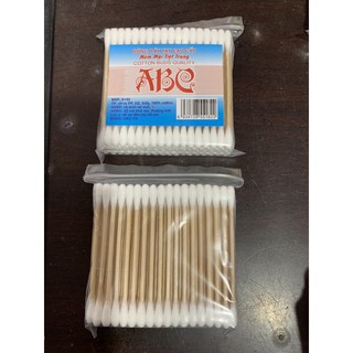 Lốc 24 gói tăm bông ráy tai cao cấp CON GẤU que thân gỗ (1 lốc 24 gói/ 1 gói 100 que)
